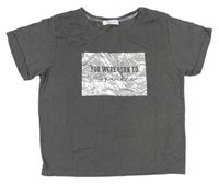 Šedo-stříbrné crop tričko s nápisem New Look