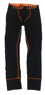 Černé spodní kalhoty s nápisem a oranžový prošitím H&M