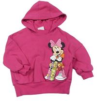 Neonově růžová mikina s Minnie a kapucí zn. Next