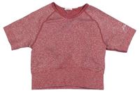 Červené melírované sportovní crop tričko