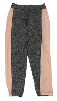 Černo-růžové sportovní legíny s melírem 