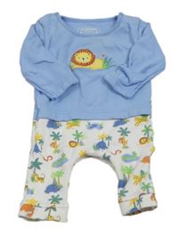 Modro-bílý overal se zvířátky Jojo Maman Bébé