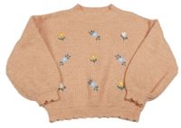 Růžový květinový svetr F&F