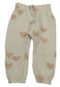 Smetanové žebrované tepláky srdíčky George