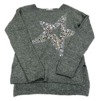 Tmavošedý svetr s hvězdou z flitrů H&M