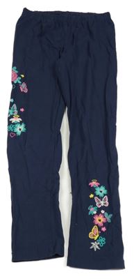 Tmavomodré legíny s kytičkami Topolino