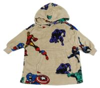 Béžová chlupatá oversize mikina s Avengers a kapucí M&S