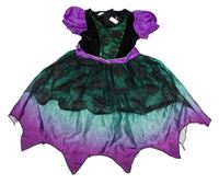 Kostým- Černo-zeleno-fialové šaty s pavučinami 