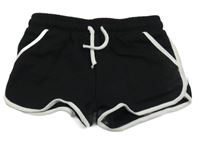 Černé teplákové kraťasy s proužkem Primark