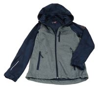 Šedo-tmavomodrá softshellová bunda s kapucí