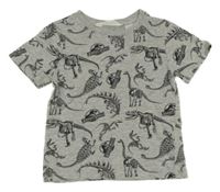 Šedé tričko s dinosaury H&M
