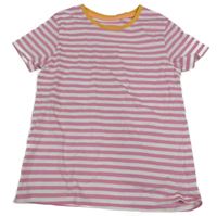 Růžovo-bílé pruhované tričko Next
