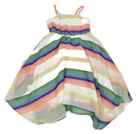 Bílo-modro-zeleno-růžovo barevné pruhované šaty H&M