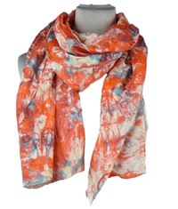Dámský oranžovo-bílo-modrý batikovaný šátek