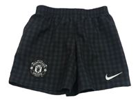 Černo-tmavošedé kostkované fotbalové kraťasy - Manchester United Nike