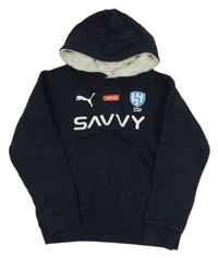 Tmavomodrá mikina s potiskem a kapucí Puma