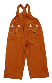 Oranžové laclové manšestráky s liškami 