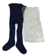 Nové - Tmavomodré punčocháče