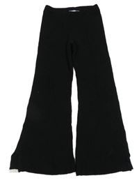 Černé pletené žebrované flare kalhoty H&M