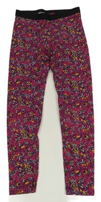 Tmavomodro-růžové květované legíny Pepperts