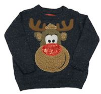 Antracitový svetr se sobem Tu