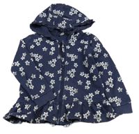 Tmavomodrá květovaná propínací mikina s kapucí George