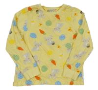 Žluté pyžamové triko se zajíčky a vajíčky 
