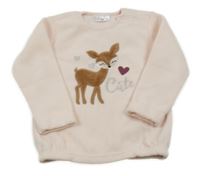 Světlerůžová fleecová mikina se srnkou a srdíčky Ergee