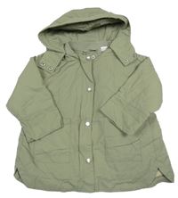 Khaki šusťáková jarní bunda s kapucí Zara