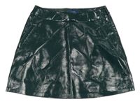 Tmavozelená koženková sukně 