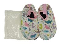 Nové - Bílo-barevné boty do vody s dinosaury