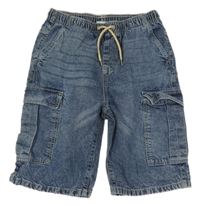 Modré riflové cargo kraťasy 