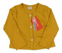 Nové - Hořčicové žebrované propínací triko 