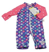 Nové - Fialovo-růžový květovaný UV overal 