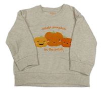 Béžová melírovaná mikina s dýněmi 