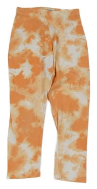 Oranžovo-bílé batikované crop legíny Primark