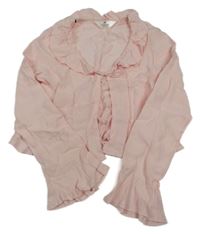 Světlerůžové zavazovací bolérko s volánky H&M
