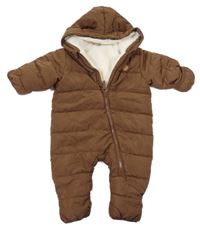 Hnědá šusťáková zimní kombinéza s kapucí H&M