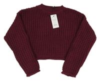 Nové - Vínový crop svetr New Look