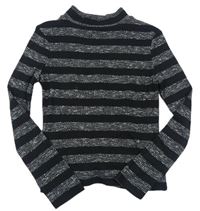 Černo-šedý pruhovaný žebrovaný svetr M&Co