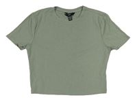 Světlekhaki žebrované crop tričko New Look 