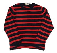 Červeno-tmavomodrý pruhovaný svetr H&M