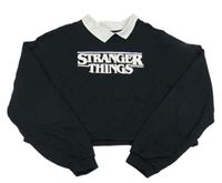 Černá crop mikina Stranger Things s límečkem H&M