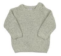 Smetanovo-černý žinylkový svetr F&F