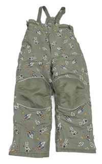 Šedé šusťákové laclové oteplovačky s vesmírem Tchibo