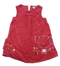 Tmavorůžové manšestrové šaty s medvídkem Bob der Bar 