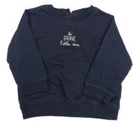 Tmavomodrá mikina s nápisem 