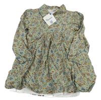 Nové - Khaki flanelové šaty s kytičkami Newness