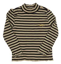 Béžovo-černé pruhované žebrované triko Dopodopo