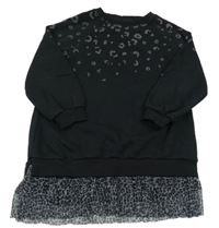 Černá dlouhá mikina se vzorem a síťovinou Next 